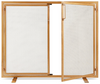 38.5 x 31in 2-Door Fireplace Screen, Handcrafted Wrought Iron Decorative Mesh Geometric Fire Spark Guard w/Magnetic Panels - Gold