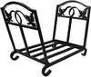 Fireplace Log Holders Firewood Rack Indoor Outdoor Heavy Duty Foldable Wrought Iron Wood Rack with Leaves Design