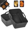 2Pcs Air Fryer Silicone Liners for Ninja Dual Air Fryer, Non-Stick Reusable Air Fryer Basket Accessories for Ninja Foodi DZ201/ DZ401 8-10 QT
