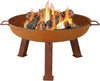 24-Inch Rustic Cast Iron Fire Pit Bowl with Handles Lightweight Design for Outside Wood Burning BBQ Camping Travel or Picnic