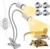Reptile Heat Lamp, Dual Head Basking Light with Cycle Timer, Dimmable UVA Reptile Light for Turtle Tortoise Lizard Snake Bearded Dragon and More
