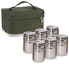 6 Pack Stainless Steel Spice Shaker Jars Salt and Pepper Holder BBQ Spice Herbs 3 Size Cover with Bag for East Travel, Great for Home or Outdoor Use