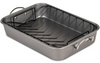 Roasting Pan Nonstick 11x15", Heavy Duty Metal Bakeware Dish with Rack, Large Oven Roaster Tray for Baking Turkey, Chicken, and Veggies