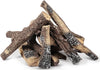 Gas Fireplace Logs, Ventless Ceramic Logs for Gas Fire Pits, 10 Pack Set, Electric, Propane Gas Fireplace Decorative Inserts